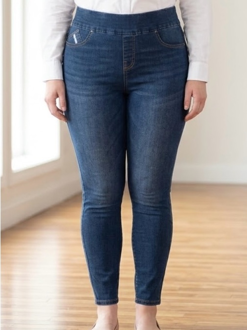Rock & Republic Denim Rx Fever High Rise Pull On Skinny Jegging Dark Wash Sz 16